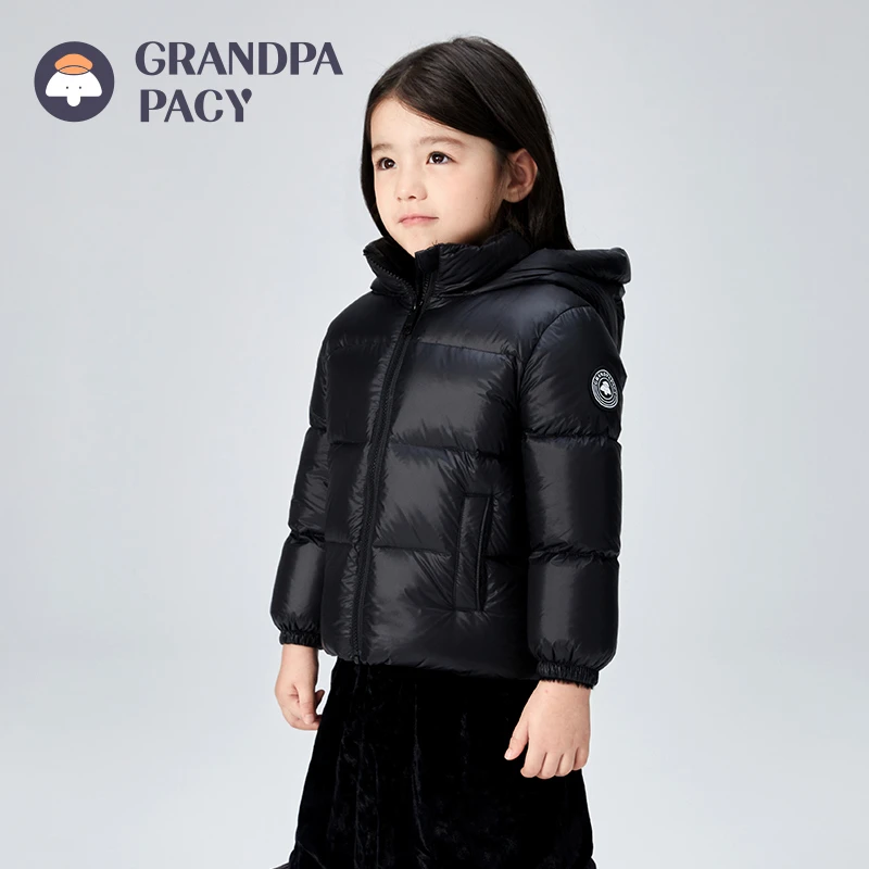 帕西爷爷儿童羽绒服加厚短款大男女冬装季24新保暖防风白鸭绒外套