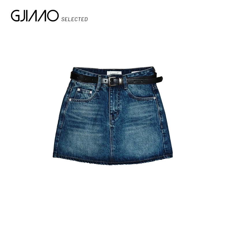 66119 黑腰带素版牛仔短半裙