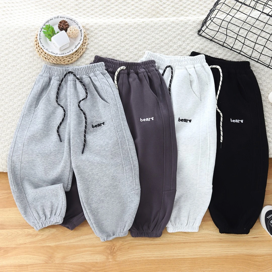 2025春秋新款男女童刺绣款时尚韩版运动裤裤子~bear