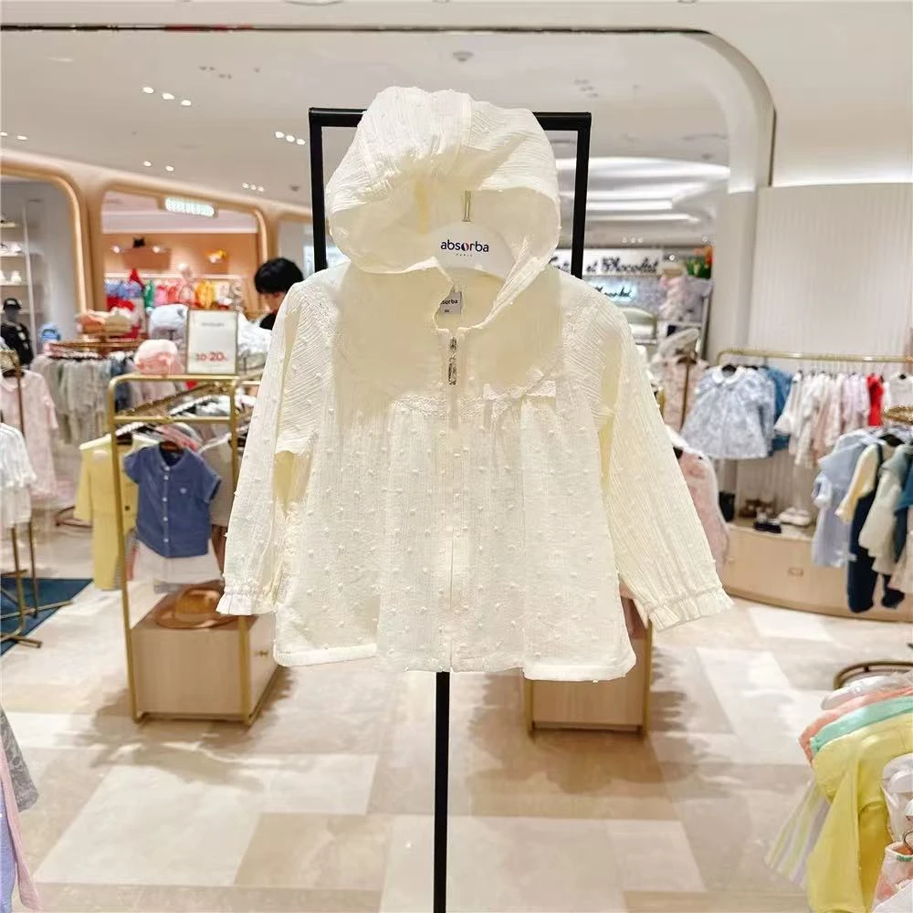 出口韩单  爱宝  25春夏新款女童宝宝米黄色薄款防晒外套