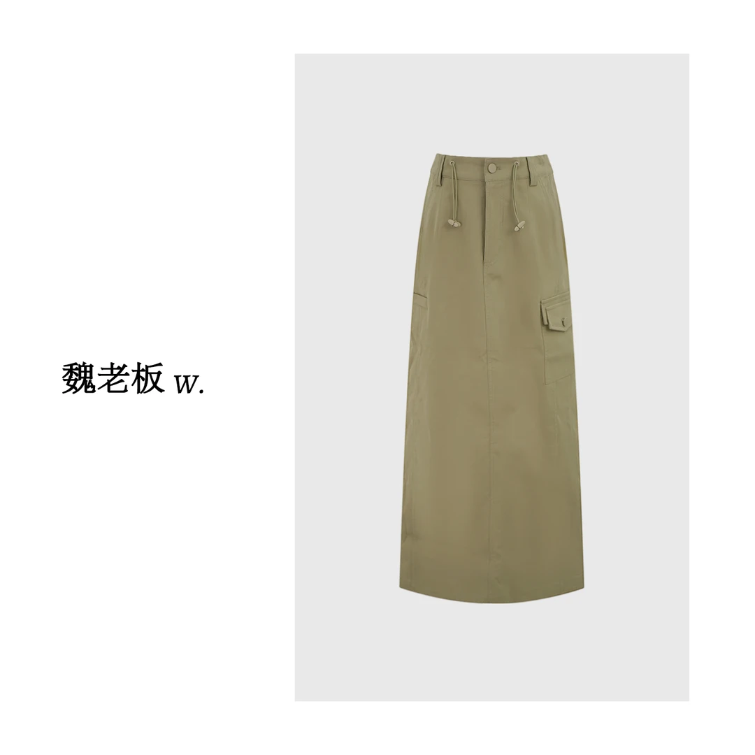 W.Diva【南法优雅】纯色高腰宽松工装直筒半身裙洋气衣服1KDM33410