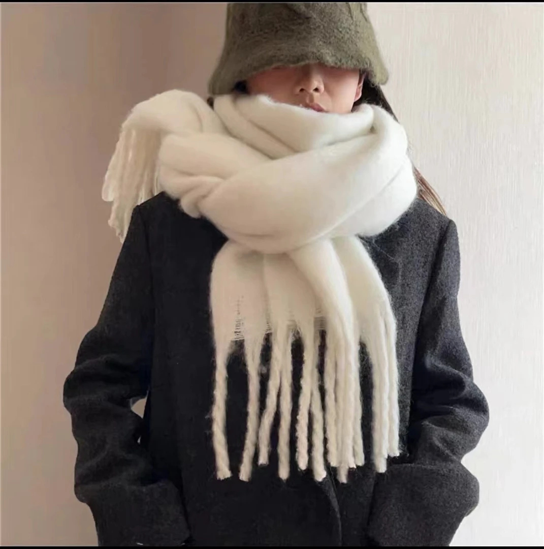 秋冬新款白色氛围感围巾