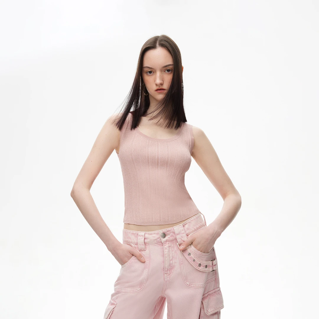 【金拐子专属】ONLY百搭简约U型领螺纹修身吊带针织衫女|124224027