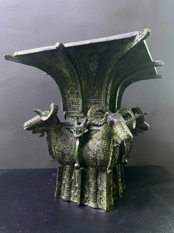 非遗仿古青铜器【四羊方尊】22公分精工版工艺品/礼品/摆件
