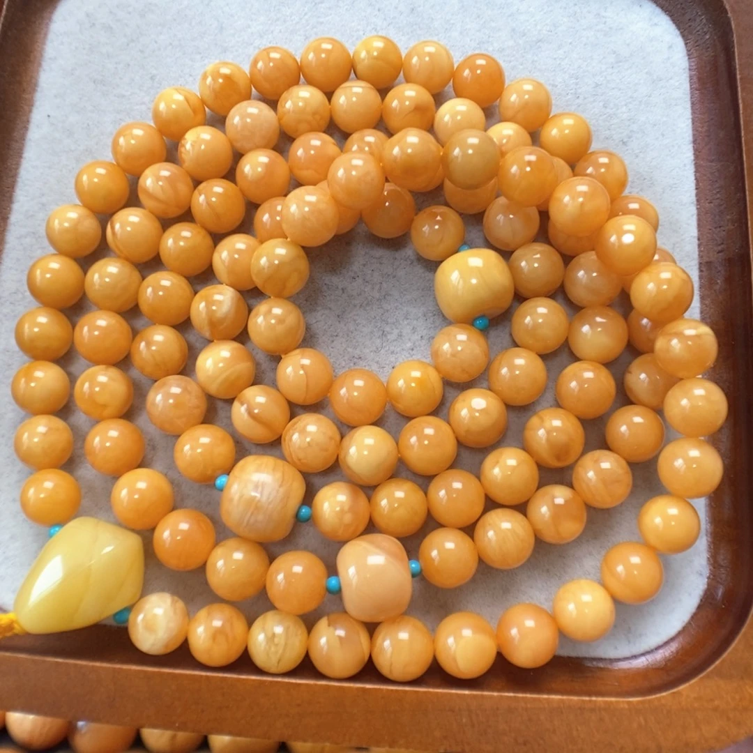 蜜蜡未镶嵌项链108