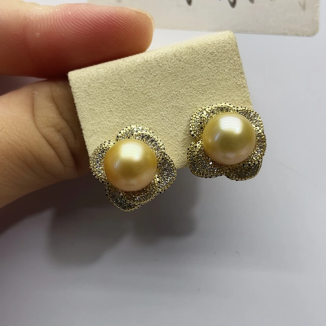银S925镶嵌海水珍珠耳饰