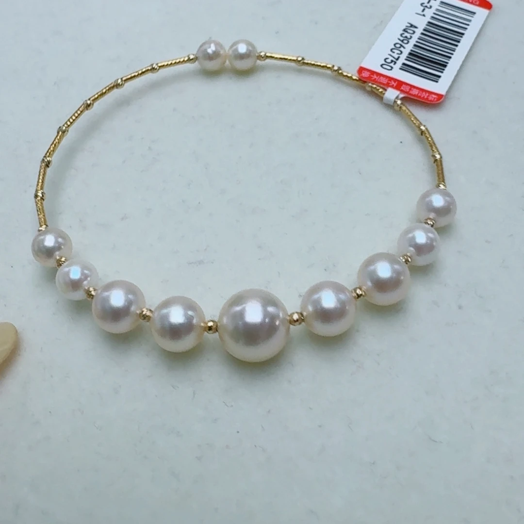 18K金镶嵌海水珍珠手镯@@aq396