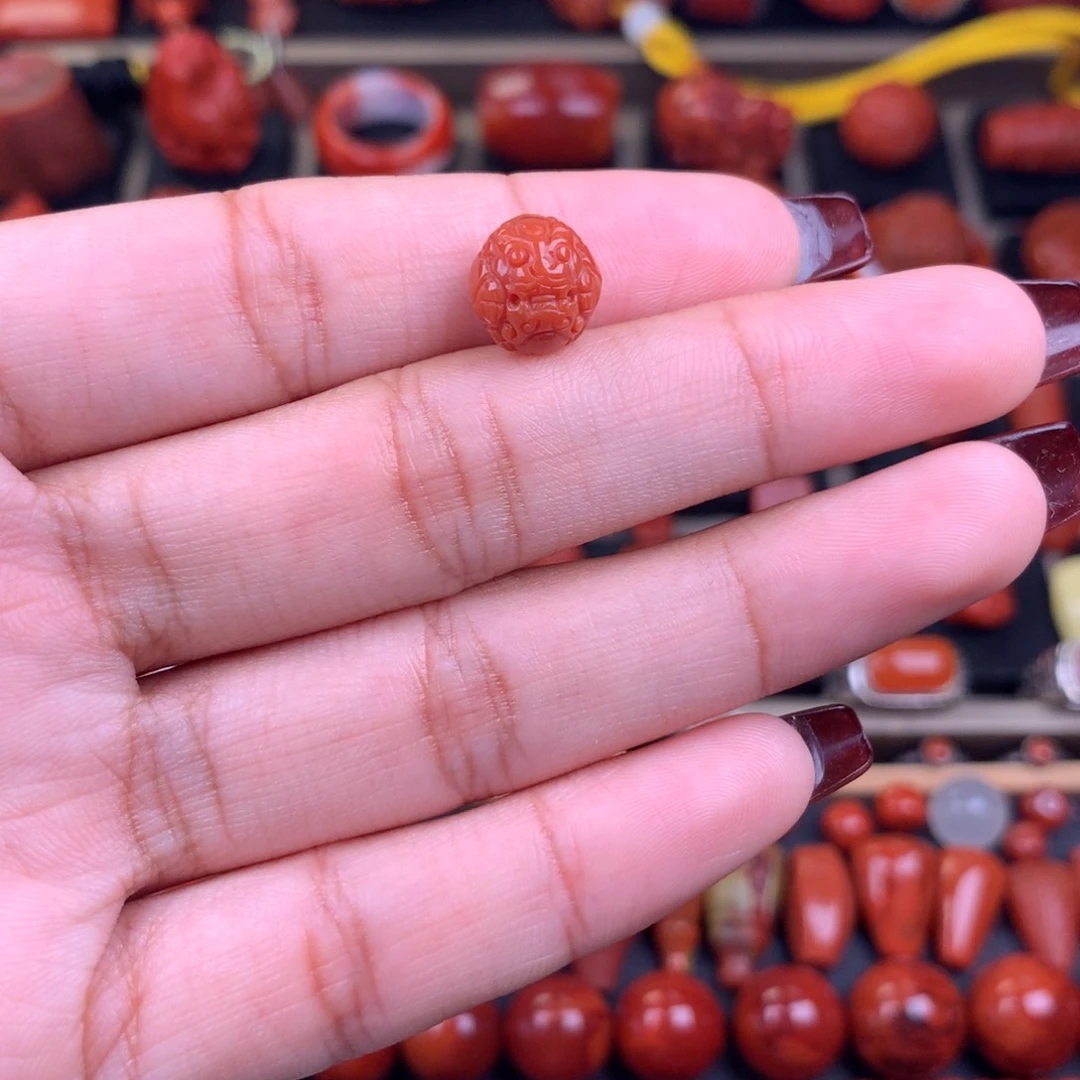 南红玛瑙未镶嵌貔貅圆珠9+