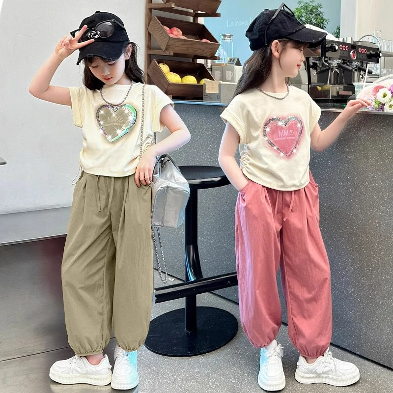 新品巴拉巴拉女童夏季运动洋气套装2025年新款中大童短袖t恤休闲