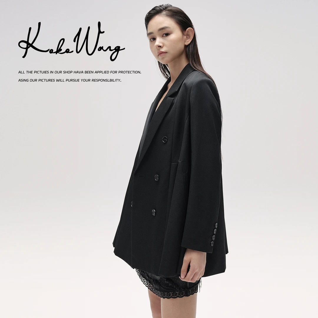 KOKO WANG流光风时尚斗篷气质通勤百搭羊毛西装外套N5705F26W41