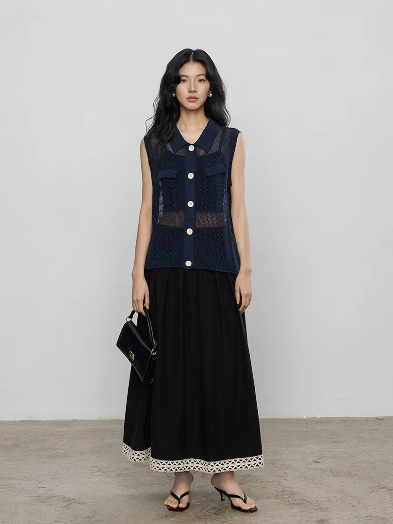 梓琪轻奢夏季无袖POLO领衫