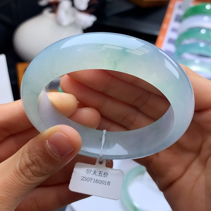 未镶嵌手镯翡翠57冰晴水飘花正圈