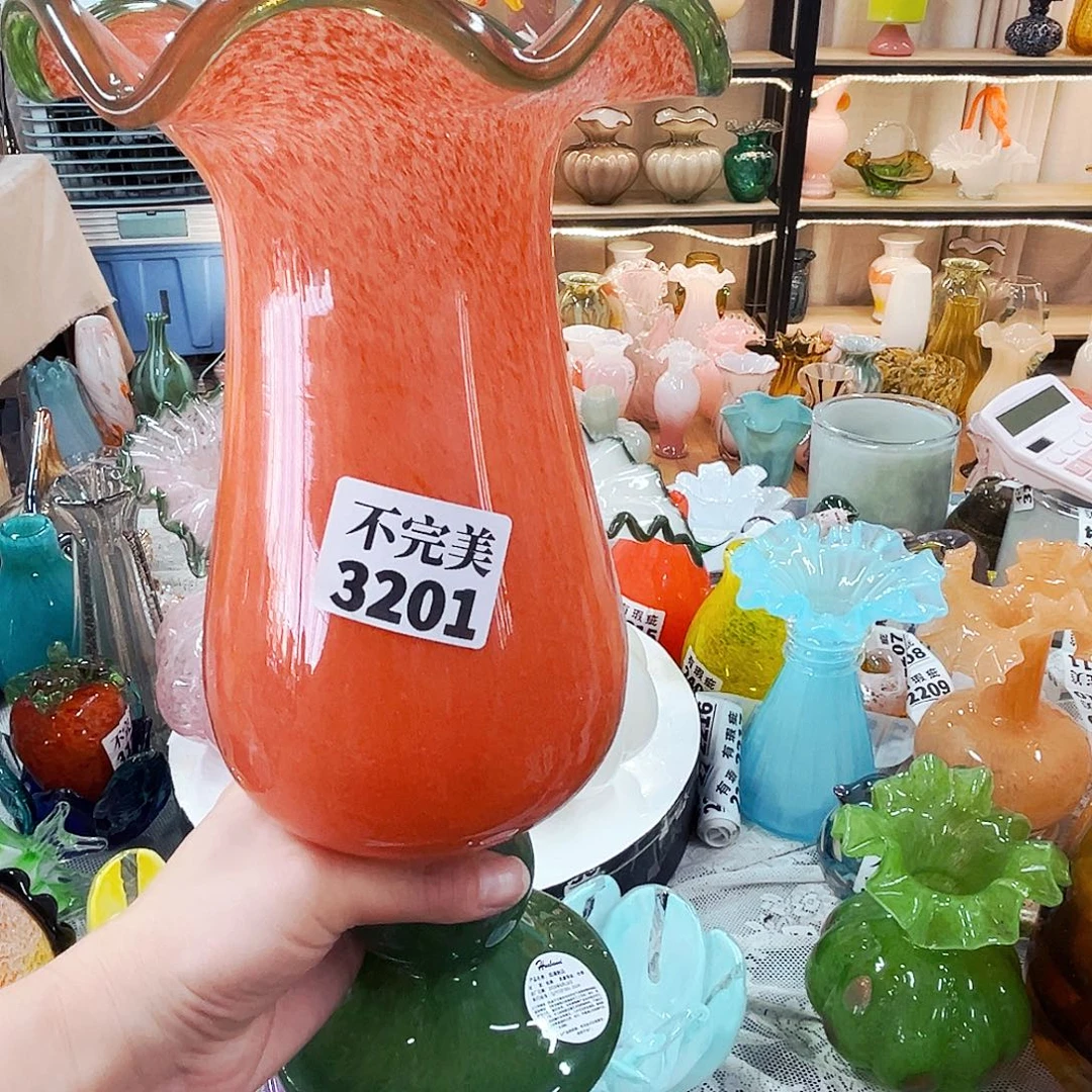 小***黑琉璃花瓶不完美家悦琉璃花瓶花器