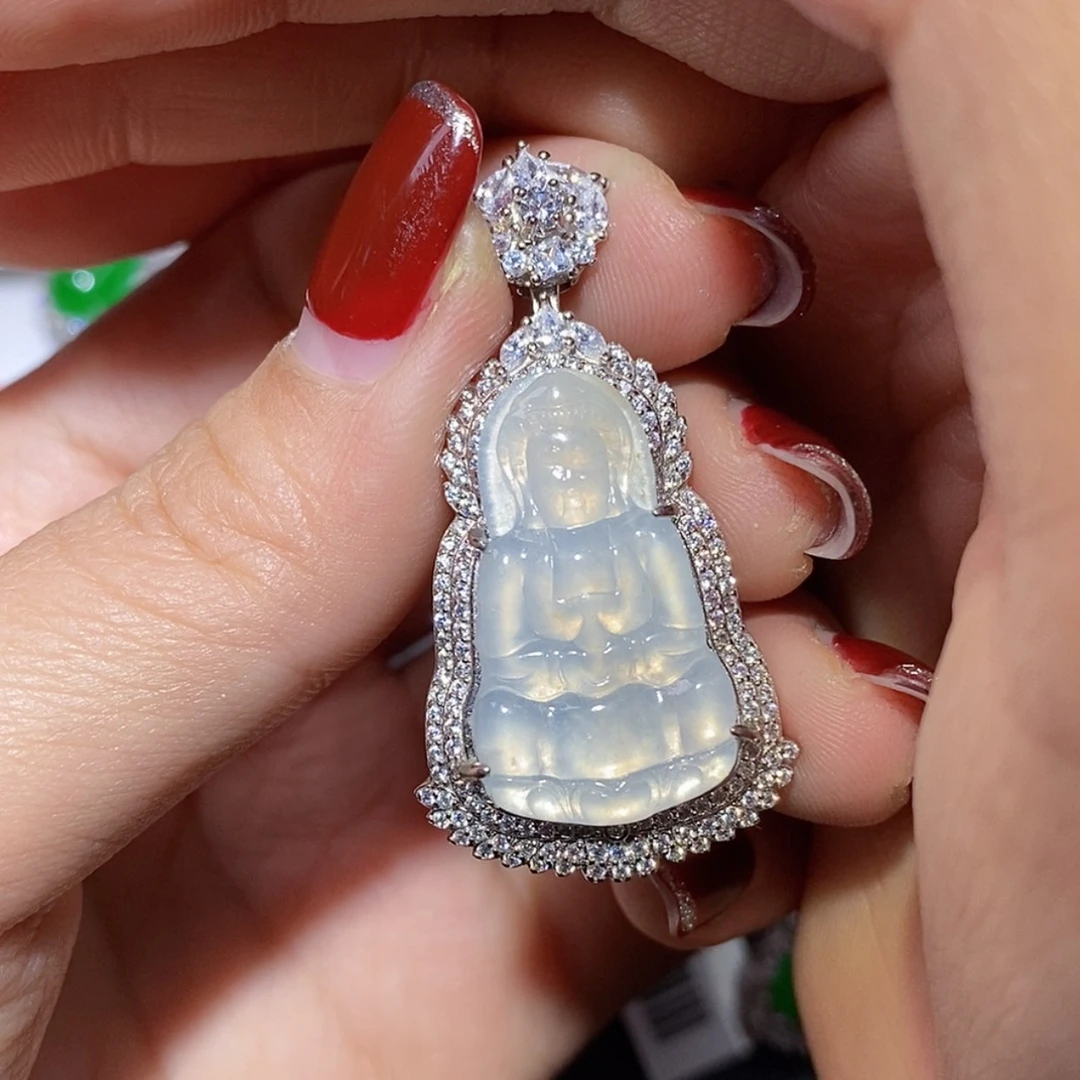 【闪购商品】翡翠颈饰银S925镶嵌p****比吊坠