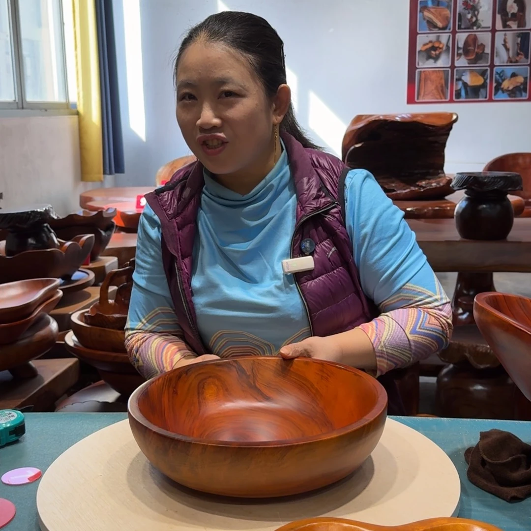 木香樟实木圆形果盘