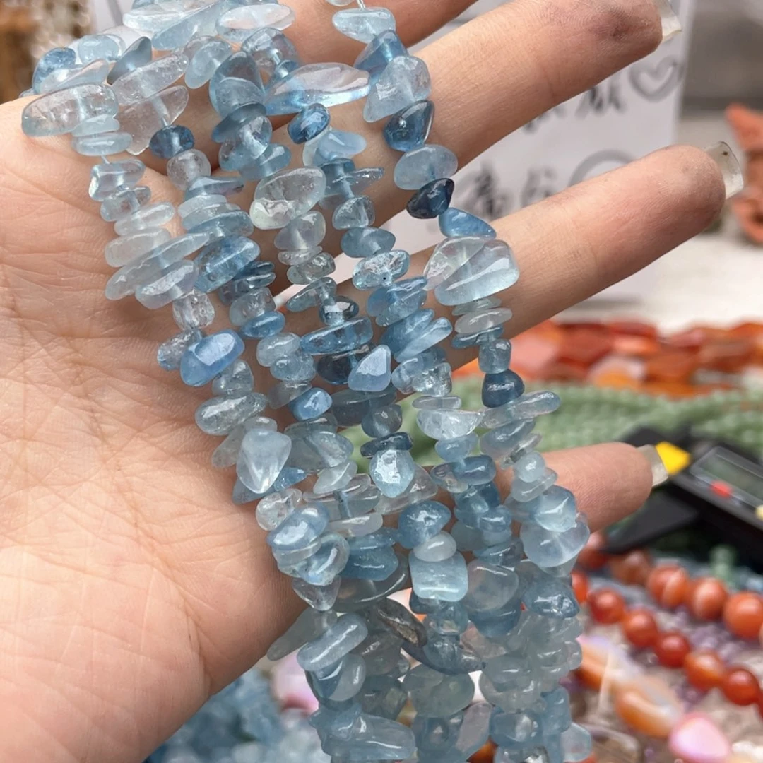 玛瑙/玉髓合金珠宝半成品一条装卡7左右海蓝宝碎石珠