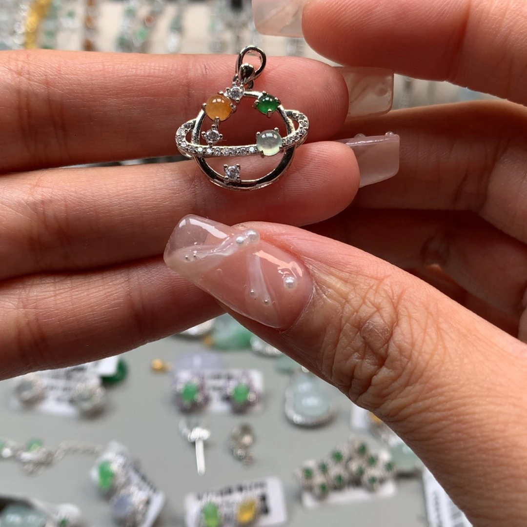 翡翠戒指银S925镶嵌戒指44