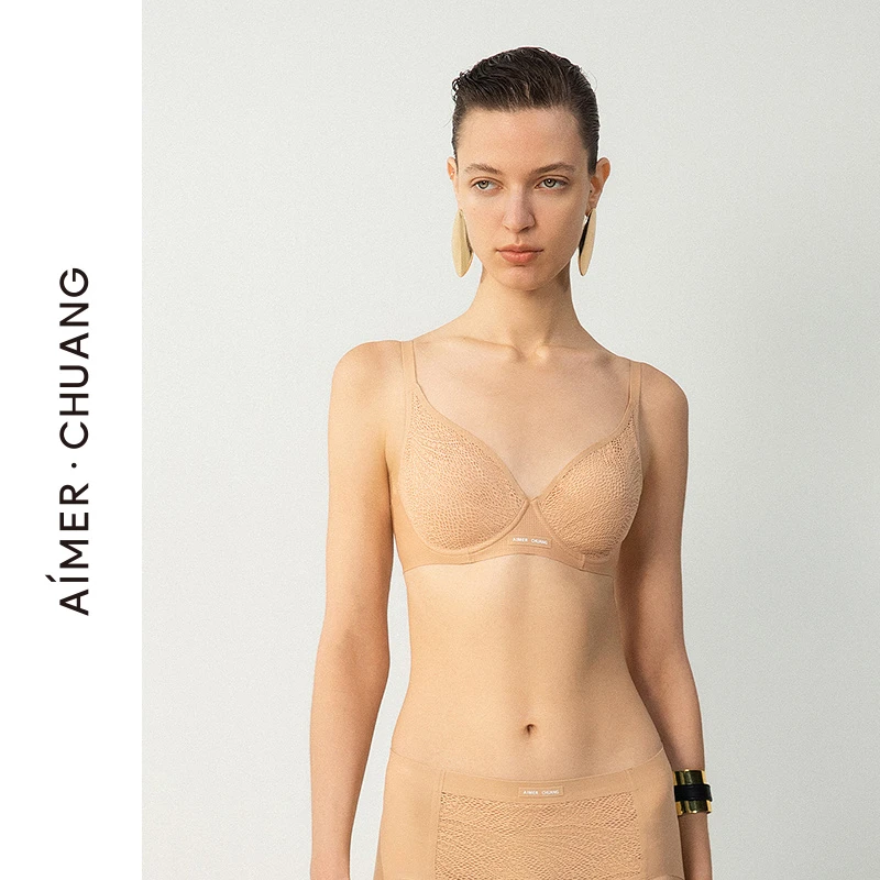 爱慕CHUANG·明动6轻薄透气软支撑大胸显小蕾丝内衣文胸CA111661