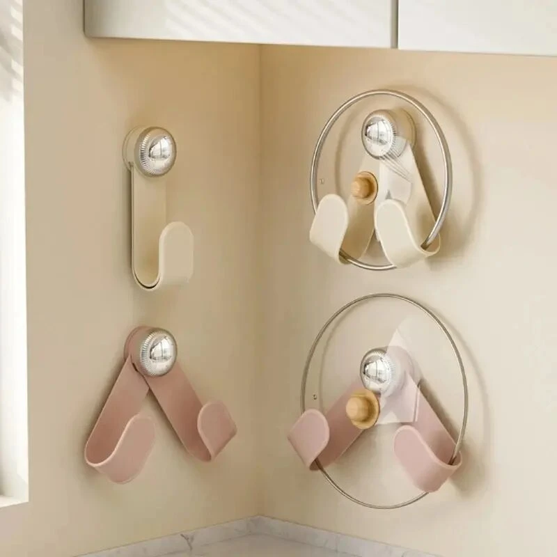 奶油吸盘旋转锅盖架壁挂式免打孔厨房置物架收纳挂架菜板架砧板架