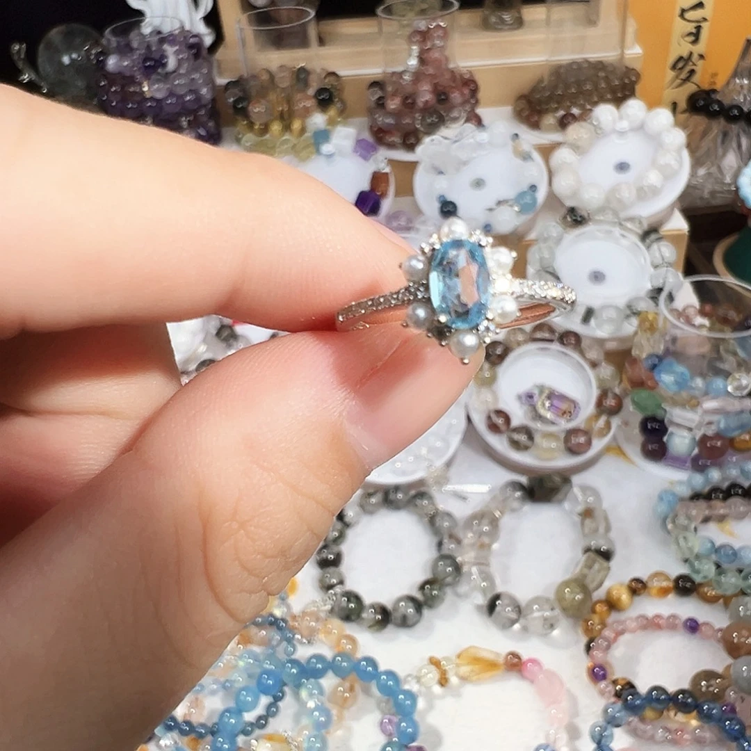 非金属无海蓝戒指925