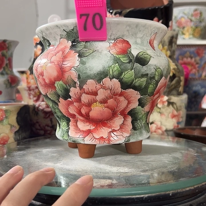景德镇幸运花盆手绘韩式花盆