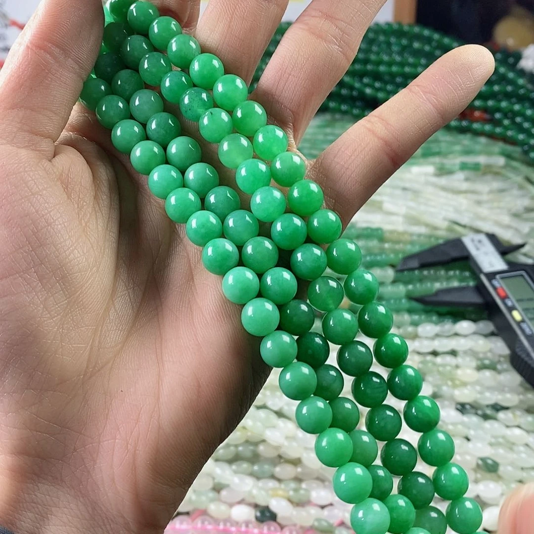 玛瑙/玉髓珠宝半成品合金一条天然8mm干青圆珠A级D430