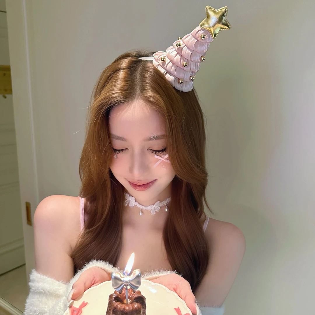 美萌甜酱 可爱星星生日帽子头饰氛围感圣诞节拍照发饰节日氛围感