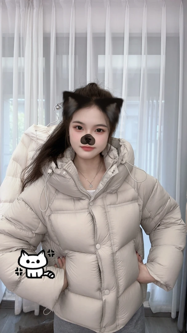 【高配版正宗90白鸭绒】值得泡芙连帽短款加厚羽绒服女反季大清仓