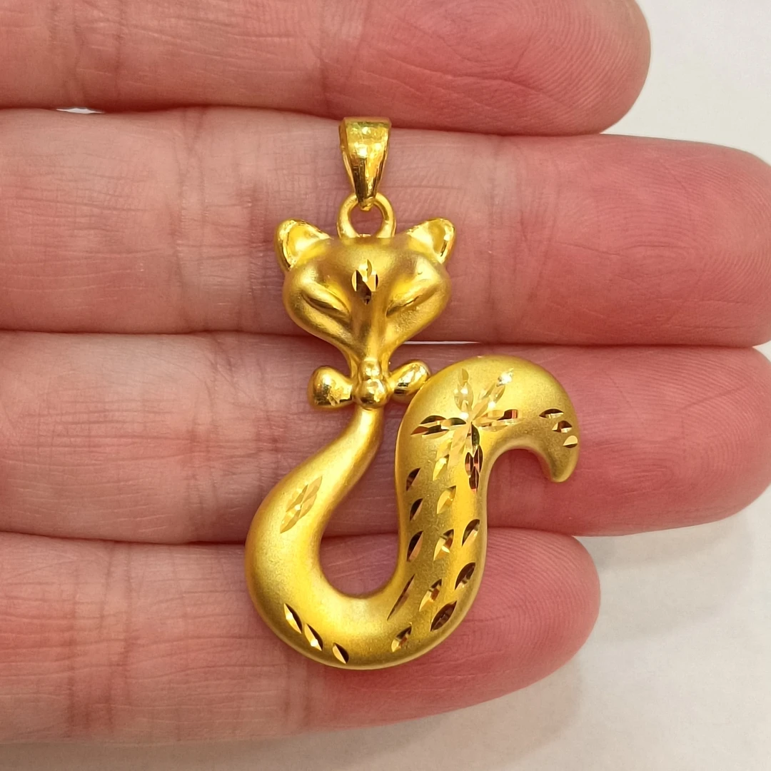 足金999黄金吊坠正品纯黄金挂件黄金狐狸挂坠时尚款真金女式坠子