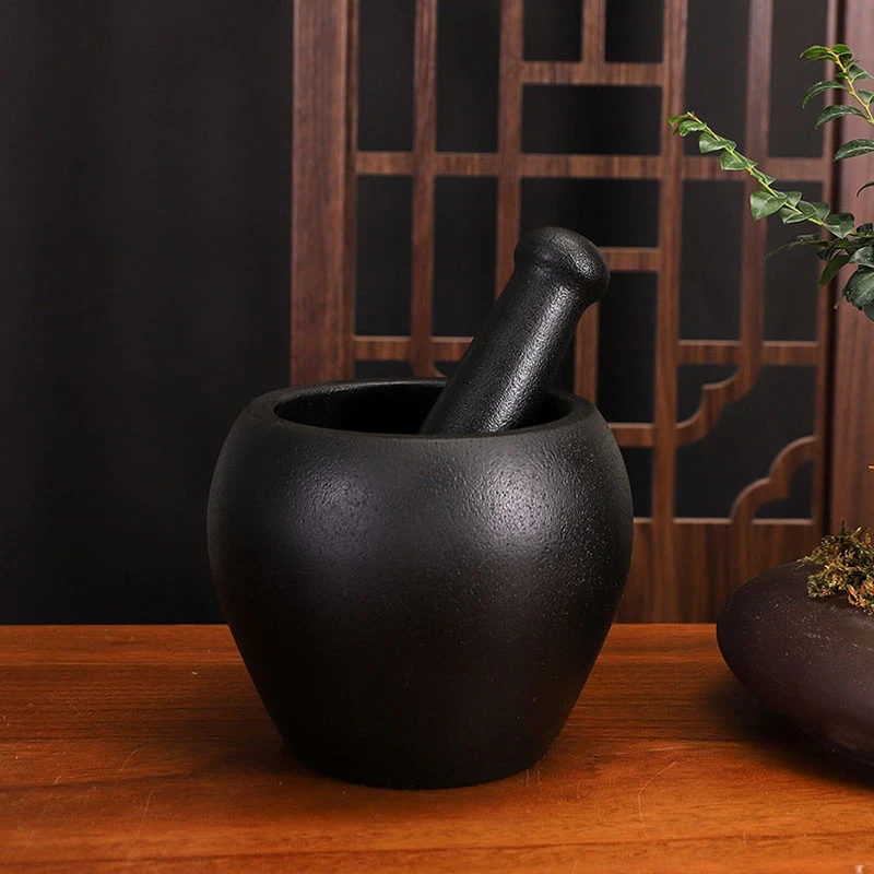 天然乌金石老式石臼捣药罐石盅捣蒜臼对窝擂辣椒钵捣碎研磨器石舀