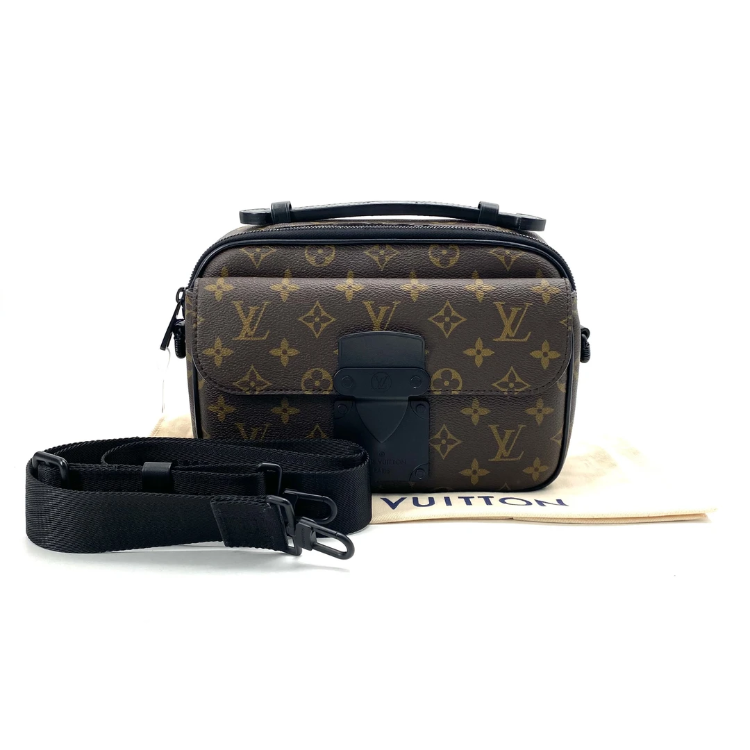 99新 LouisVuitton/路易威登 棕老花S lock邮差包 尺寸22/18