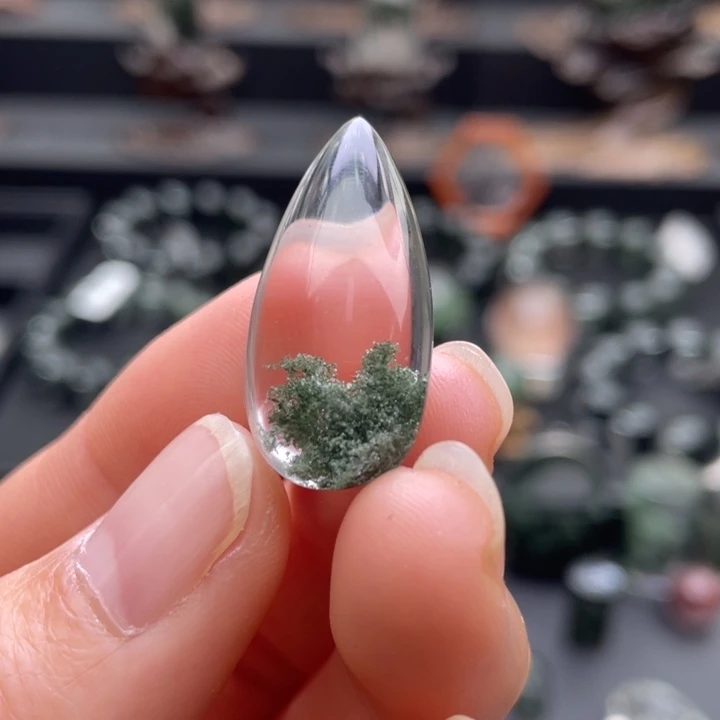 水晶颈饰未镶嵌绿幽灵聚宝盆吊坠