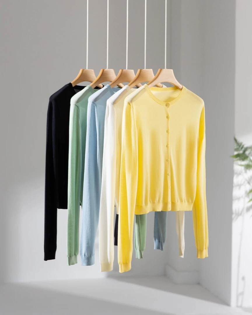 【冰凉呼吸感】莱赛尔超百搭高腰短款针织长袖防晒开衫KKLF2562