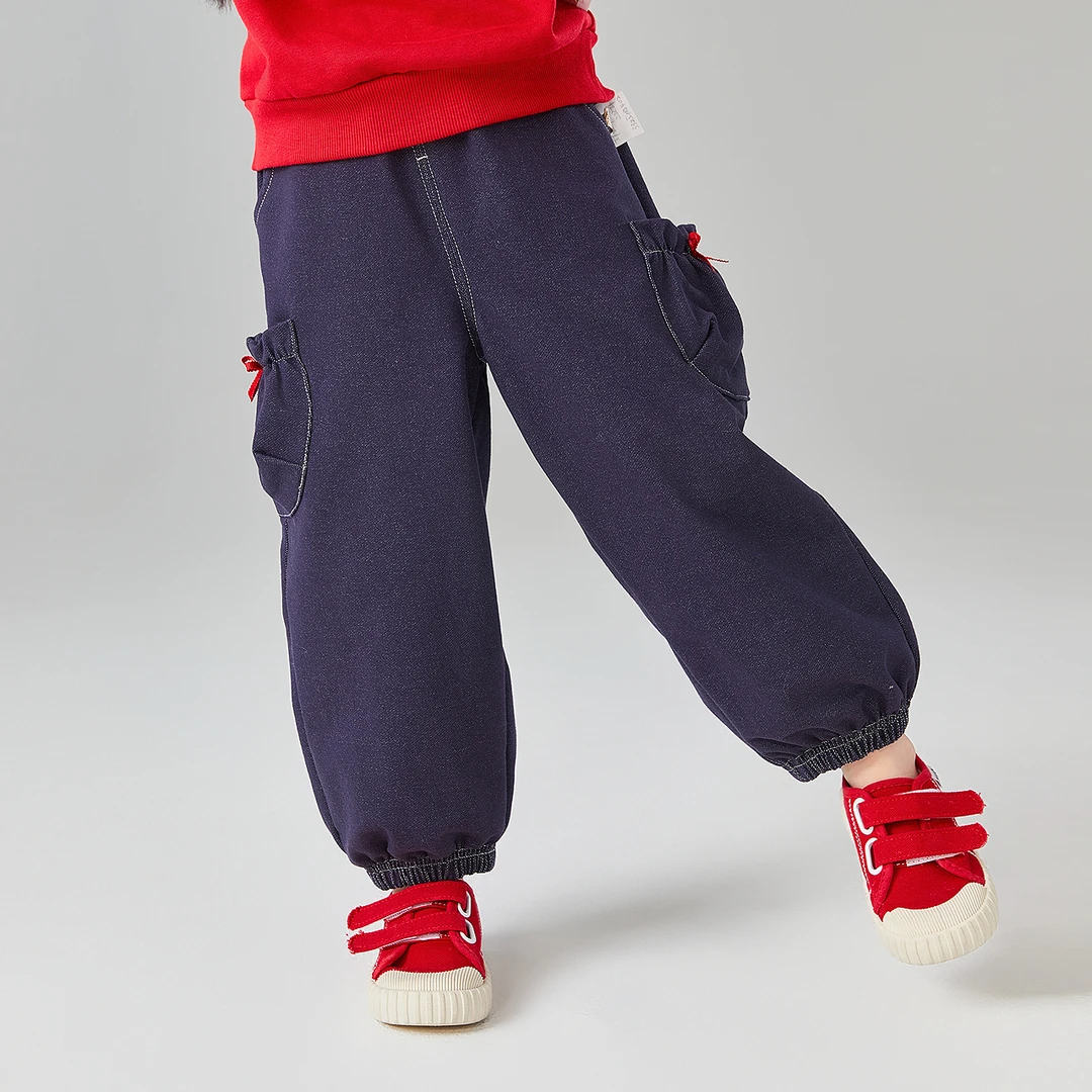 笛莎女童长裤25春季新款儿童女宝休闲百搭柔软牛仔长裤-33251A402