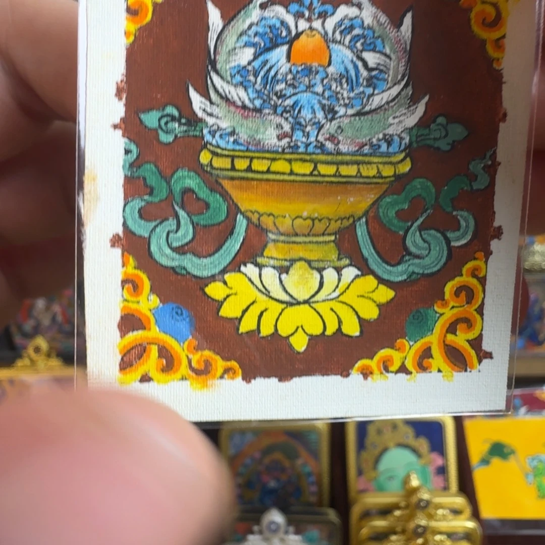 吊坠纯手绘双鱼背卡