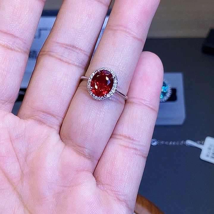 戒指红宝石银S925镶嵌