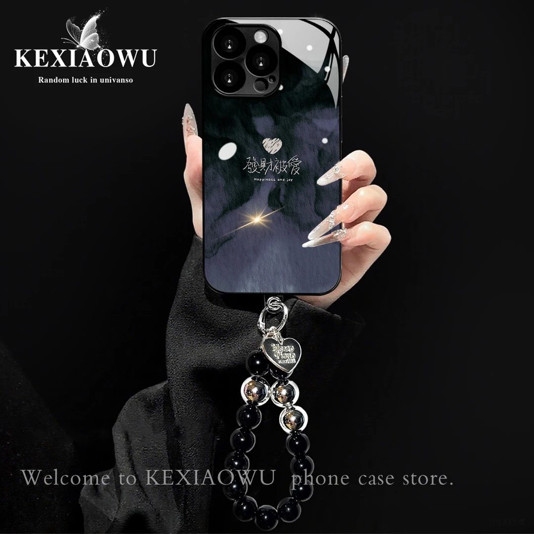 高级电镀玻璃发财被爱适用苹果oppo华为vivo小米手链手机壳