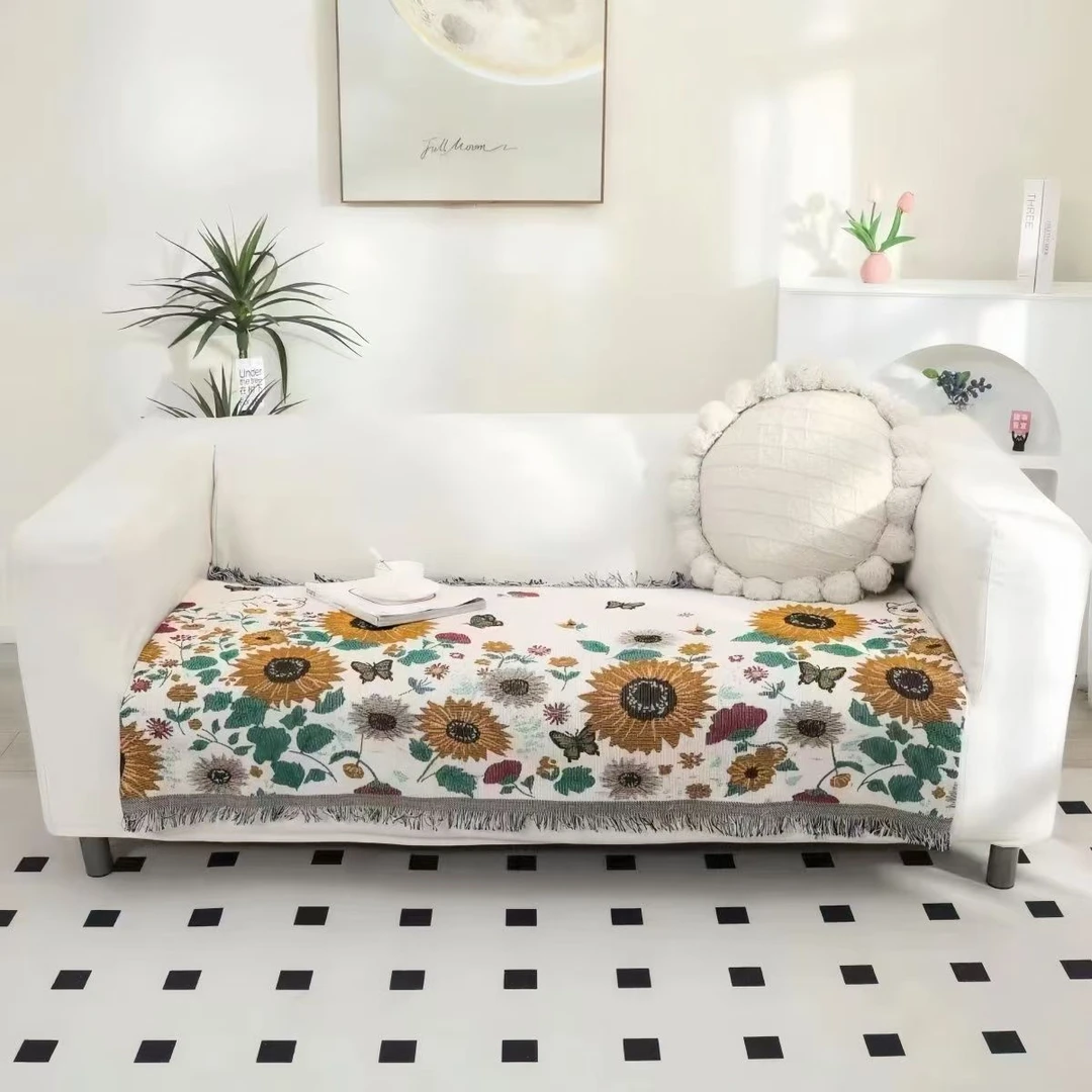 繁华90*180cm编织流苏沙发巾