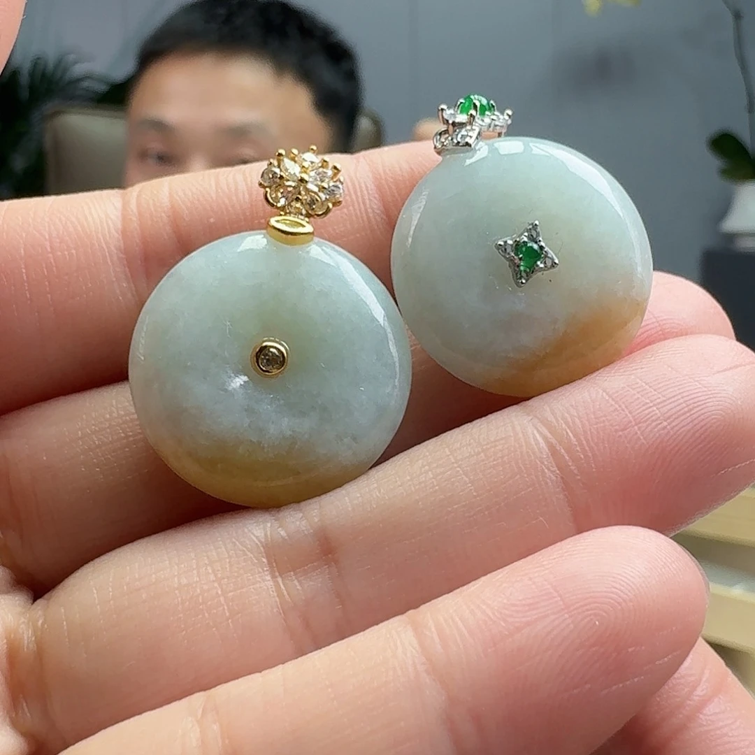 翡翠吊坠(不含链)银S925镶嵌天然