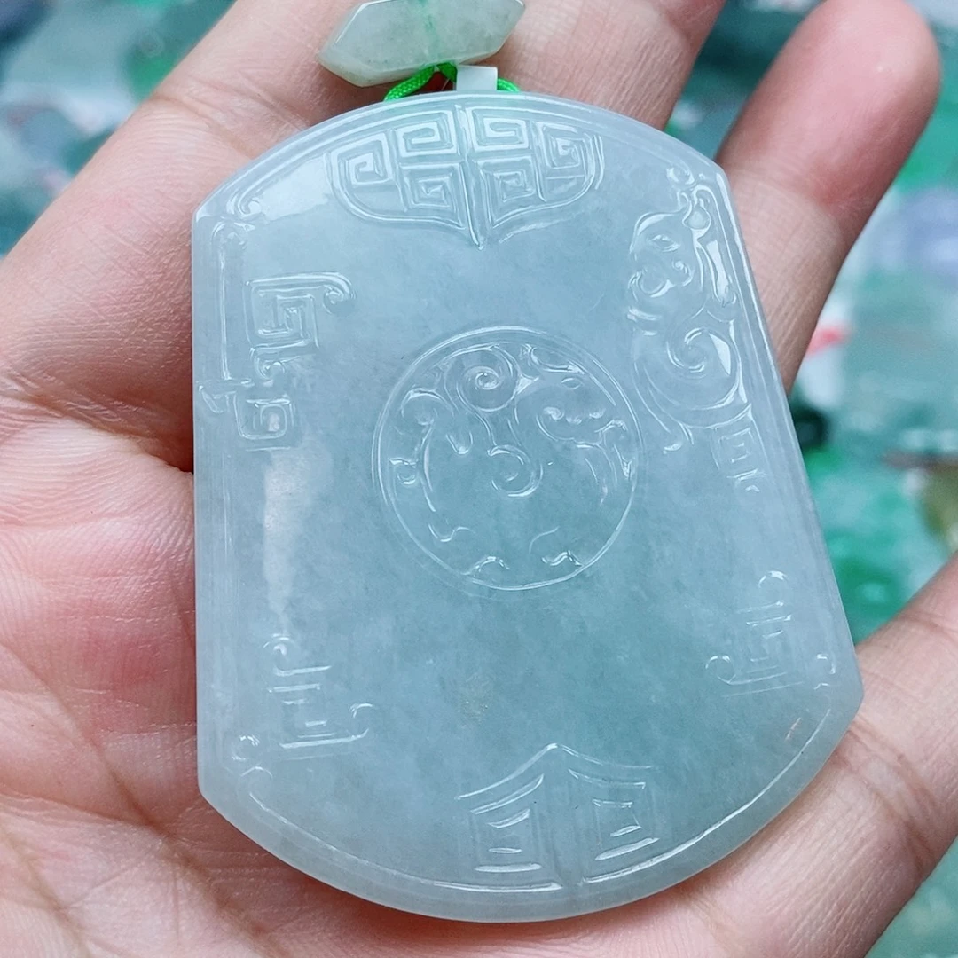 翡翠未镶嵌颈饰天然缅甸A货翡翠仿古无事牌