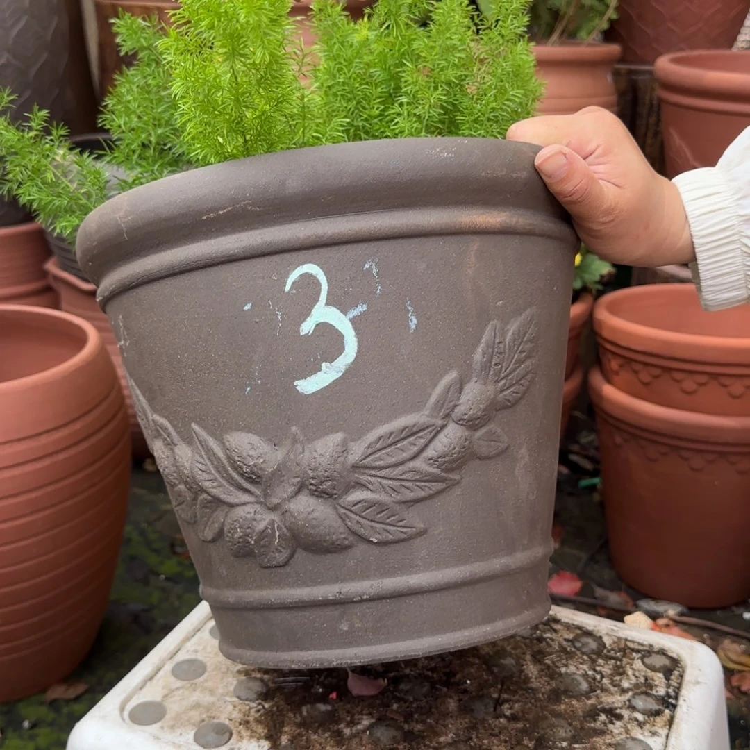 紫砂花盆口30高24宜兴紫砂