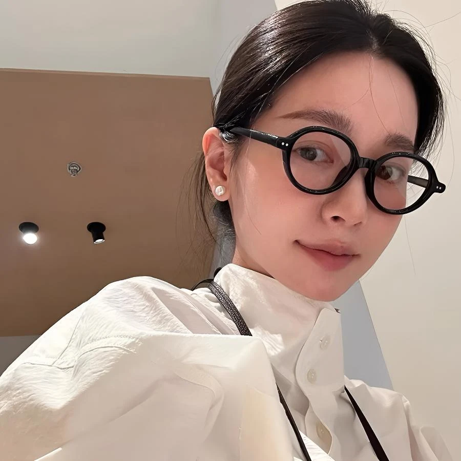 气质椭圆小框书呆子眼镜近视女可配高度数素颜神器小脸黑框眼睛