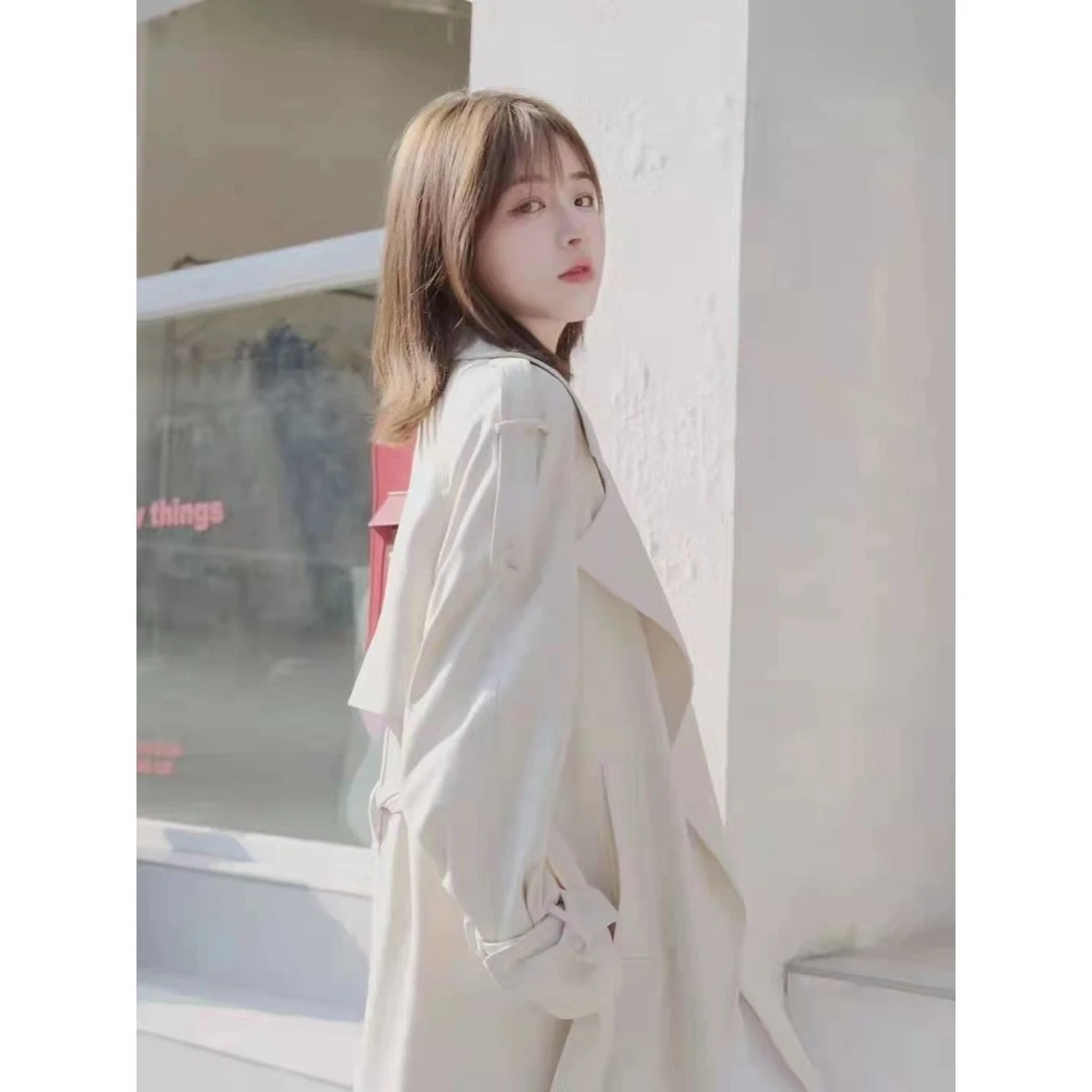 哥弟阿玛施正品韩版加厚时尚休闲网红显瘦英伦风过膝风衣高级感垂