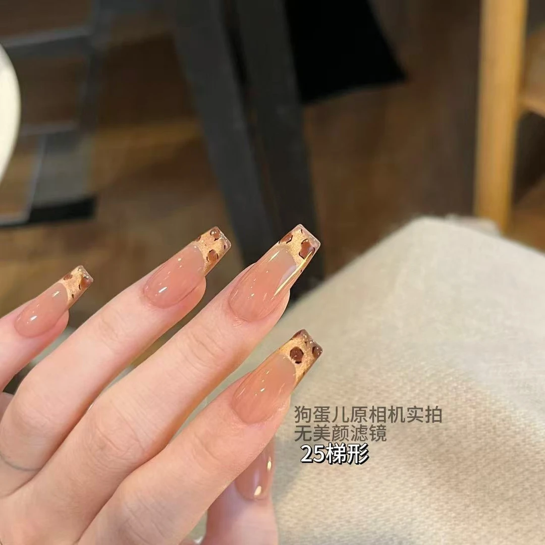 Q549【职业假笑·狗蛋儿】纯手工穿戴甲腮红 法式 豹纹