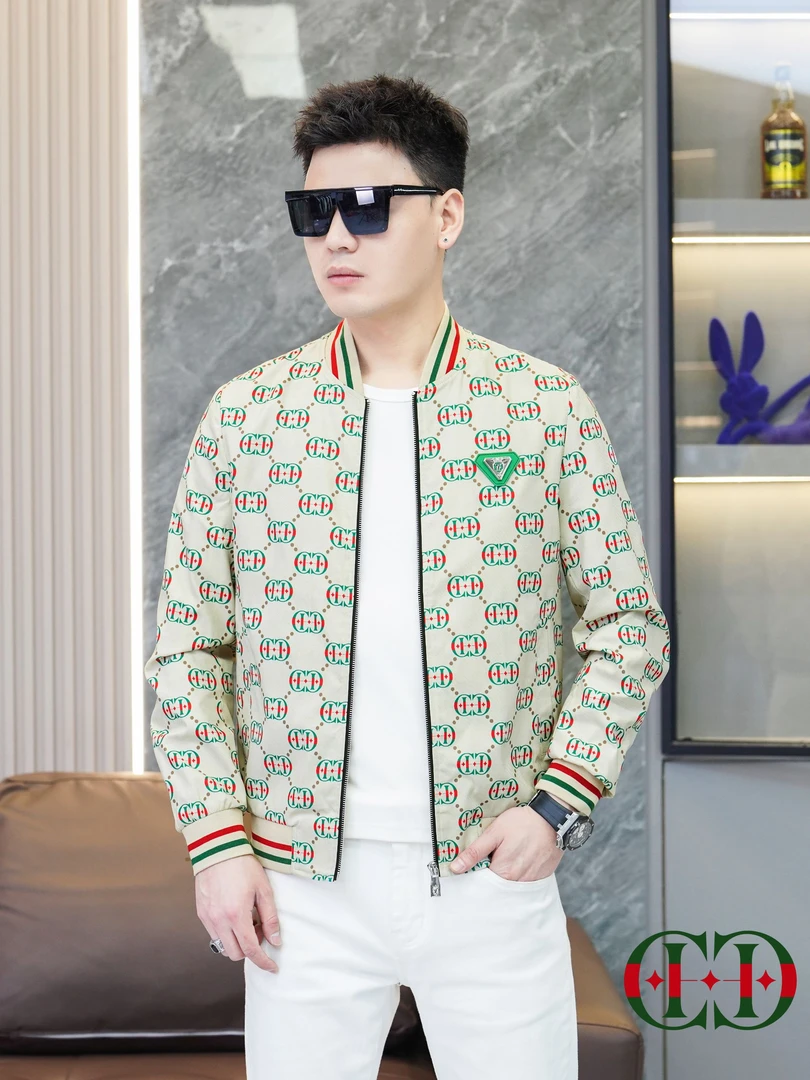 2025秋季提花欧美潮男防风夹克男士印花短款立领男潮流 男装