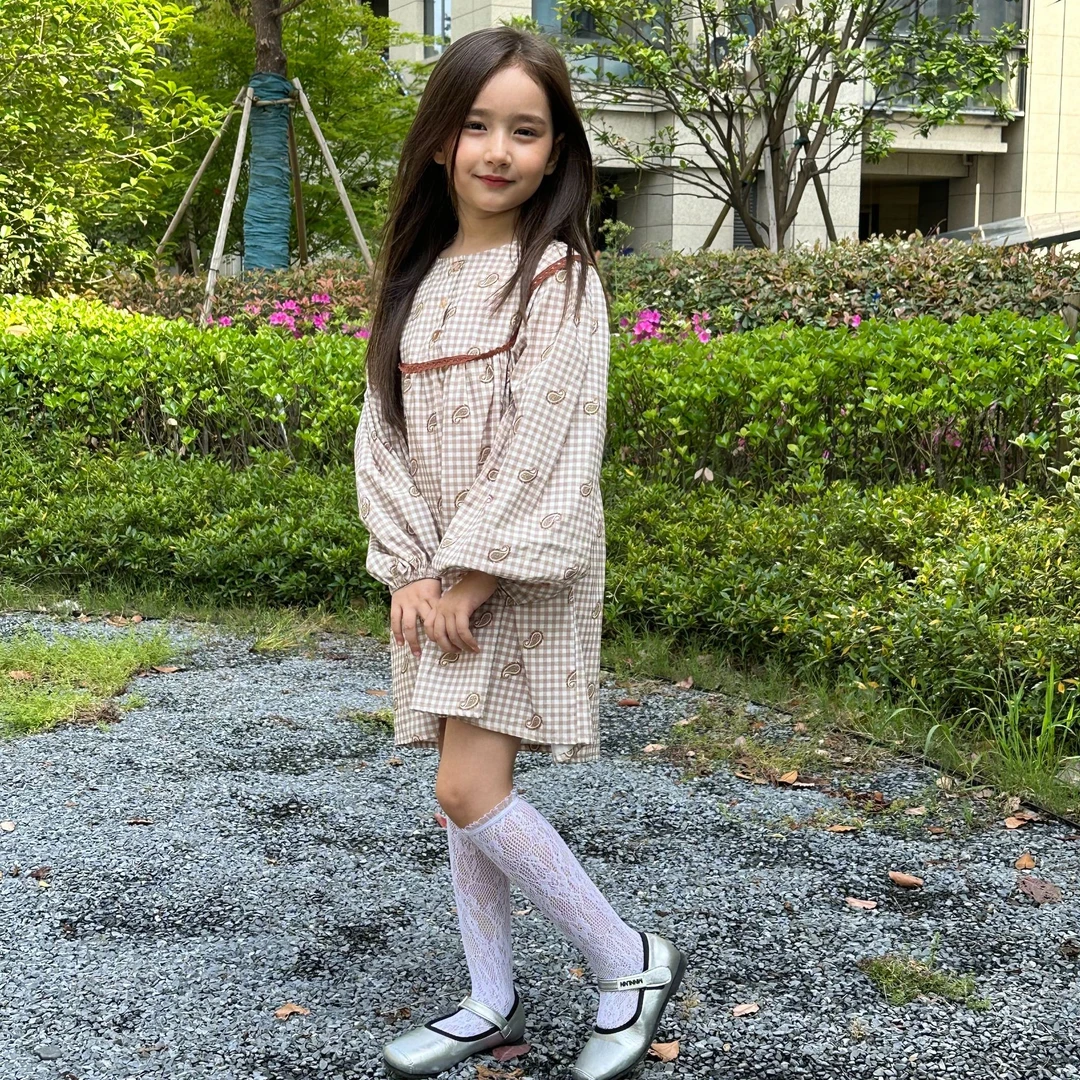 maady&mina巴旦木花格子连衣裙