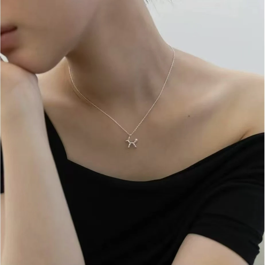 链子925银 气球狗吊坠小众锁骨项链女款#SST212