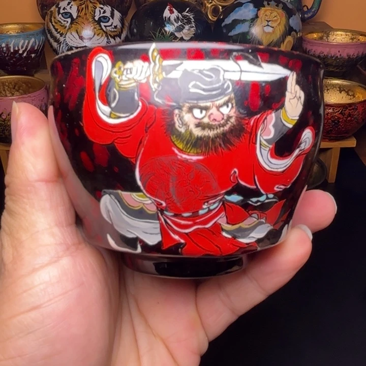 茶盏大漆手绘钟馗