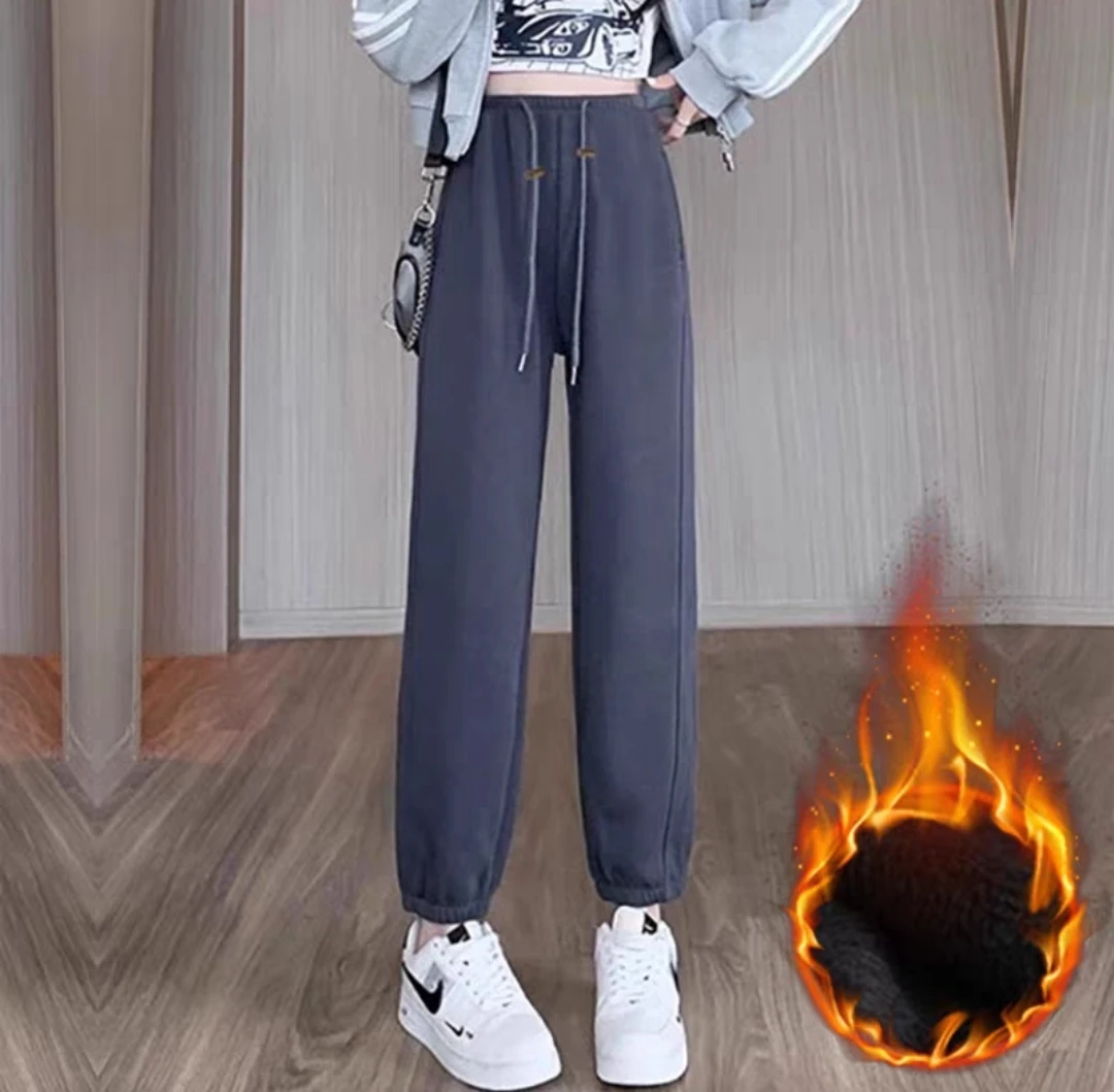 微瑕孕妇加绒加厚秋冬猪鼻扣卫裤外穿显瘦九分哈伦裤产前产后可穿