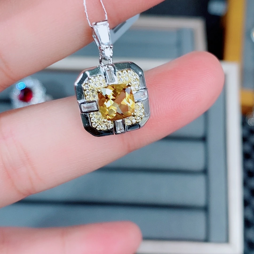 银S925镶嵌吊坠(不含链)黄晶